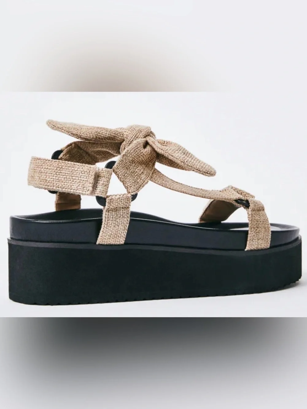 Shoe Dazzle Beige Tie-Knot Platform Sandals